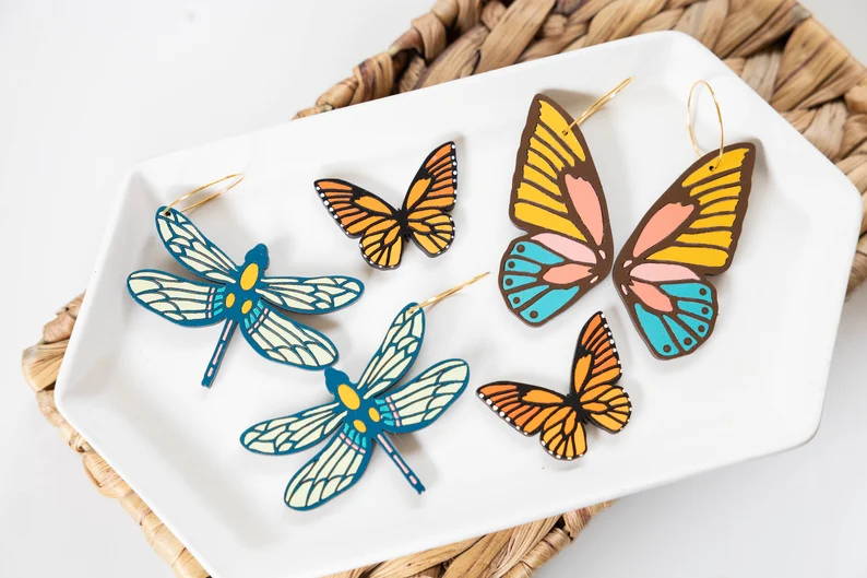 Wooden butterfly earrings 2025
